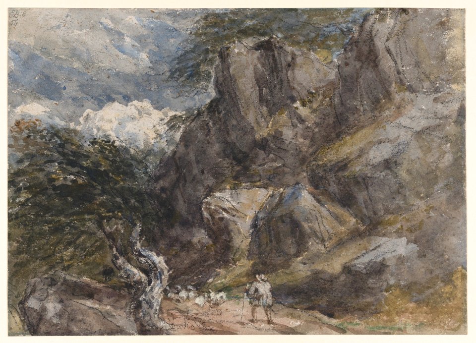 Driving Sheep in a Rocky Landscape MET DP860298