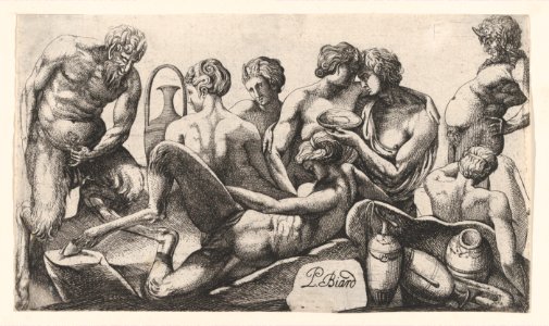 Eight Satyres and Satyresses Finishing a Meal MET DP874270