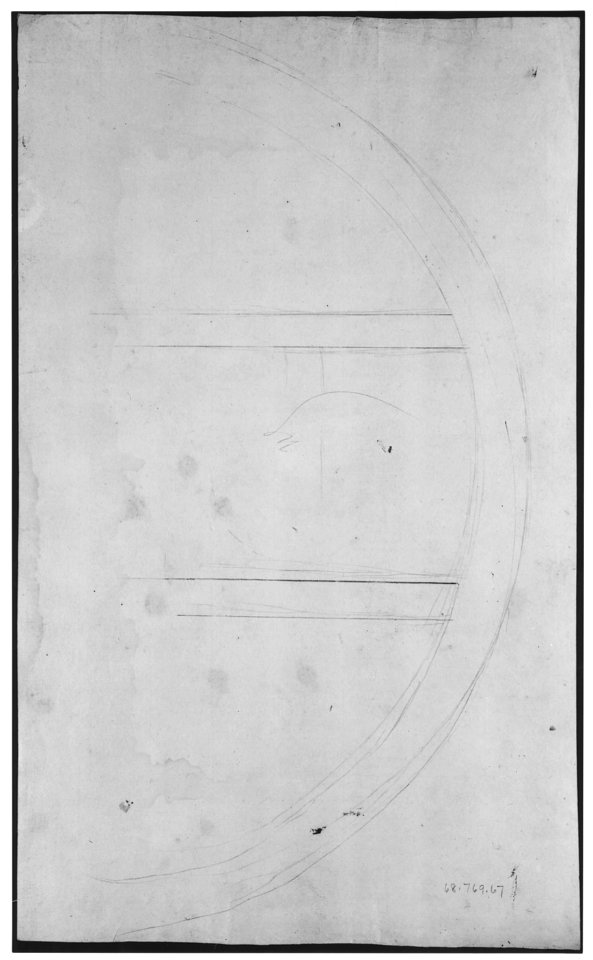 Domus Aurea, Volta Gialla, grotteschi, details (recto) Unidentified building, thermal window, elevation (verso) MET sf68 769 67v-MM43716