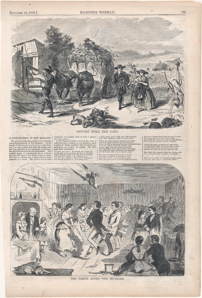 Driving Home the Corn and Dance after the Husking (Harper's Weekly, Vol. II) MET DP875163