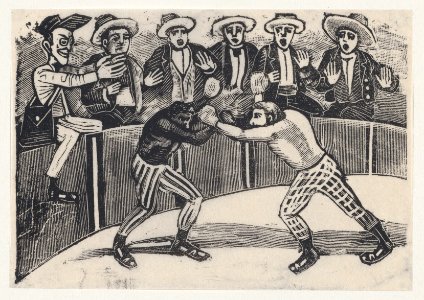Don Chepito witnessing a boxing match between a black man and a white man MET DP869355