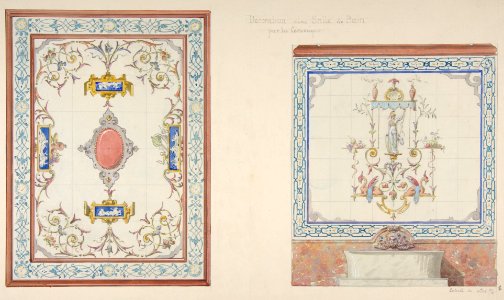 Design for ceramic tile decoration of a bathroom in "Pompeian" manner (possibly for Hope's Deepdene?) MET DP811093