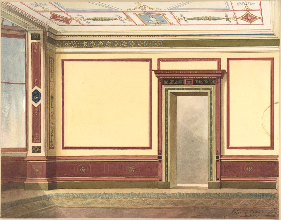 Dining Room Elevation in a Simplified Third Pompeian Style MET DP805633
