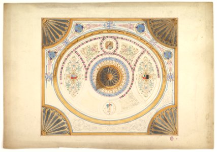 Design for Ceiling with Two Portraits and Fan Supports at Corners MET DP820940