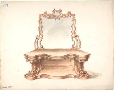 Design for Curvilinear Side Table with Mirror MET DP807051