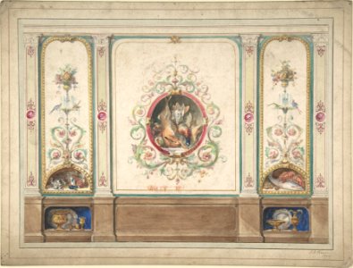 Design for Decorative Panels with Hunting Scenes Inset MET DP804854