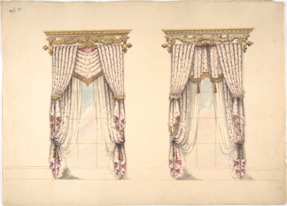 Design for Pink and White Curtains with Gold Fringes, and Gold and White MET DP807334
