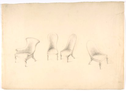 Design for Four Uphostered Chairs on Casters, One with Arms MET DP807171