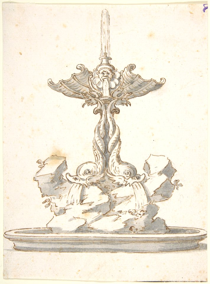Design for Fountain with Dolphins and Grotesque Head MET DP803179