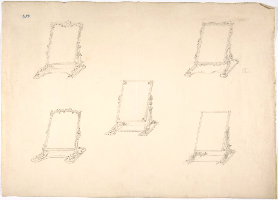 Design for Five Table Top Mirrors with Varying Ornament MET DP807221