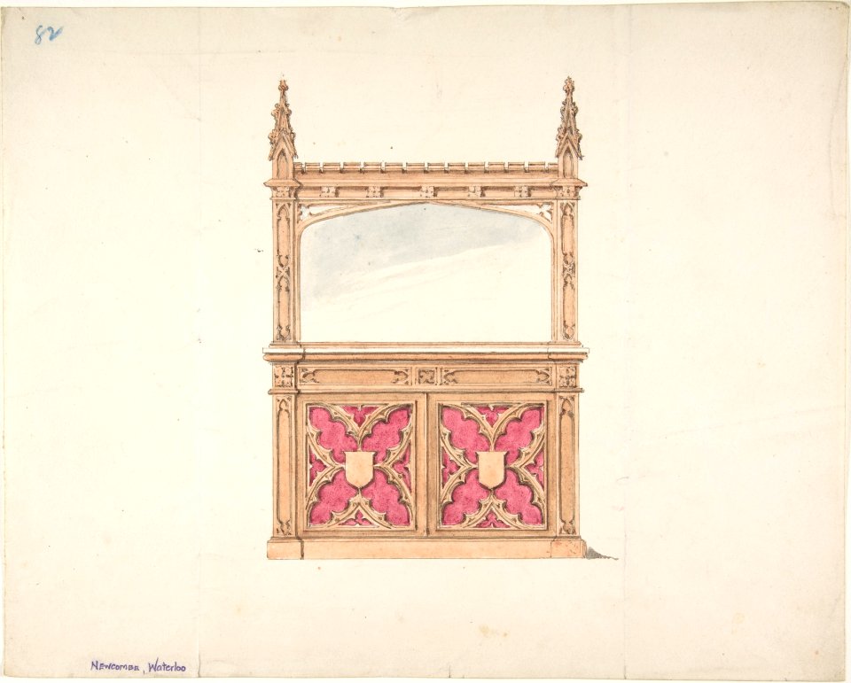 Design for Gothic Style Cabinet with Mirror MET DP807049