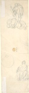 Design for Ornamental Frieze with Shell, Foliage and Satyr's Head (recto); Figural Studies (verso) MET DP804878