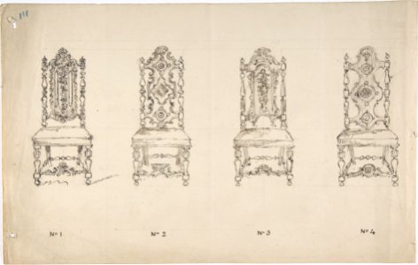 Design for Four Seventeenth Century Style Chairs MET DP807151