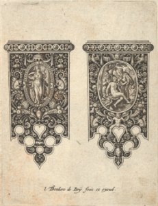 Design for Knife Handles with an Armed Woman and Susanna and the Elders, from Mansches de Coutiaus MET DP837194