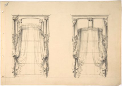 Design for Fringed Curtains Hanging at Two Windows MET DP807349