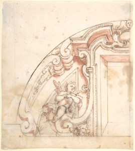 Design for One Half of a Lunette with a Window and Putto at Left MET DP803315