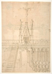 Design for Choir Stalls Showing the Entrance to the Choir through the Rood Screen MET DP810722