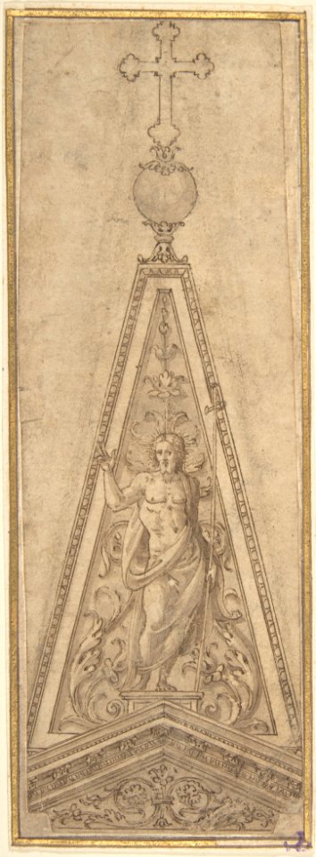 Design for Pediments with the Resurrected Christ surmounted by a Crucifix MET DP801998