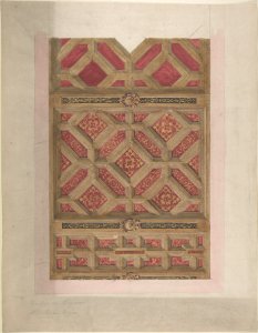 Design for Coffered Ceiling in Red and Gold MET DP807071