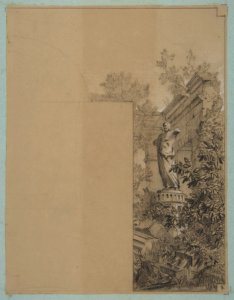 Design for mural decoration surrounding a door- landscape with classical ruins MET DP811460