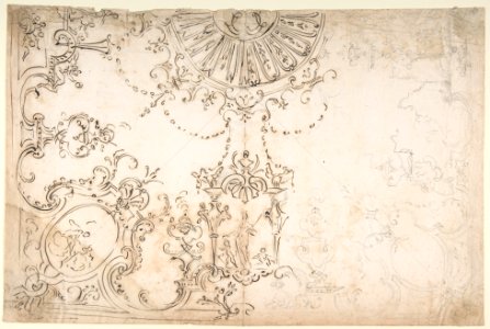 Design for One Half of a Ceiling with Elaborate Medaillons and Figures. MET DP809788