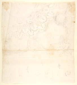 Design for One Quarter of a Ceiling with a Medaillons at the Center (recto); Design for a Quarter of a Ceiling with a Medaillon at the Corner and a Medaillon at the Center (verso) MET DP812312
