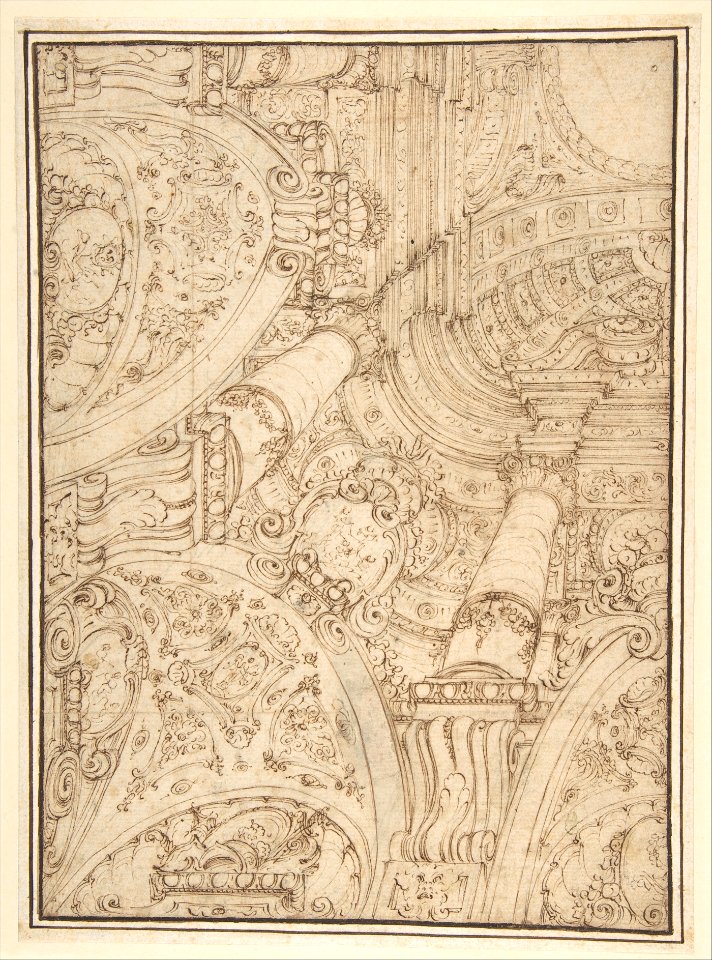 Design for One-Quarter of a Ceiling-elaborate Architectural Ornament in Perspective MET DP807888