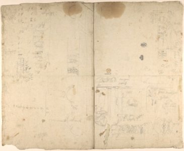 Design for coffered cupola interior and monuments (recto); details of wall decoration (verso) MET DP804519
