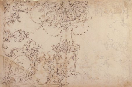 Design for One Half of a Ceiling with Elaborate Medaillons and Figures. MET 65.653.76