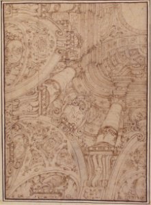 Design for One-Quarter of a Ceiling-elaborate Architectural Ornament in Perspective MET 1971.513.49
