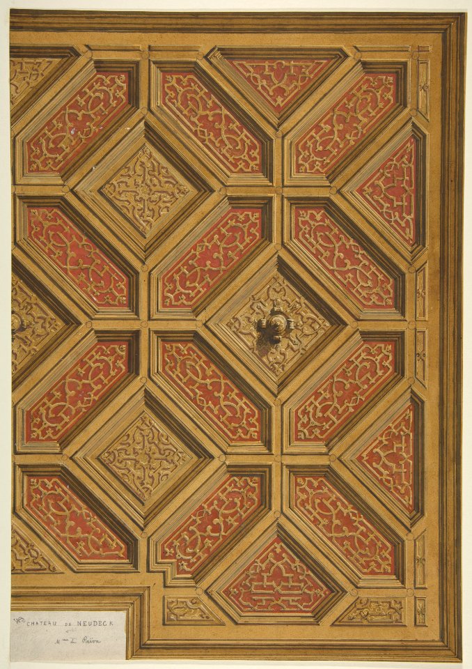 Design for Coffered Ceiling, Mme Païva's Chateau at Neudeck MET DP811112