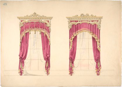 Design for Red Curtains with Gold Fringes and a Gold and White Pediment MET DP807337
