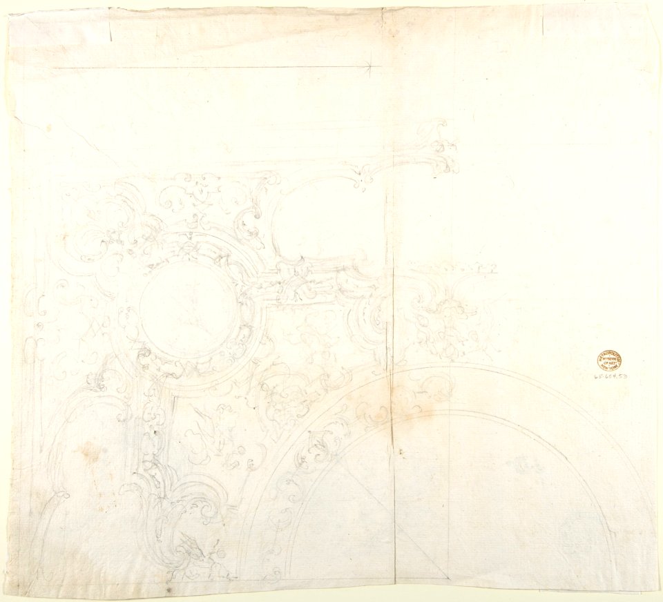 Design for One Quarter of a Ceiling with a Medaillons at the Center (recto); Design for a Quarter of a Ceiling with a Medaillon at the Corner and a Medaillon at the Center (verso) MET DP801434