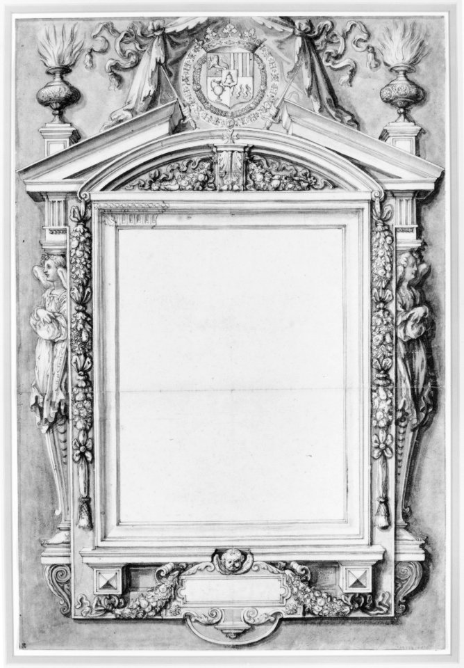 Design for the Frame of a Funerary Plaque with the Coat of Arms of Roger II de Saint Lary, Duc de Bellegarde MET 270272