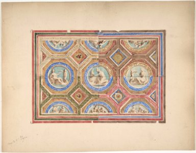 Design for Coffered Ceiling in Four Alternate Color Schemes, Empress Eugenie's Hotel MET DP806917