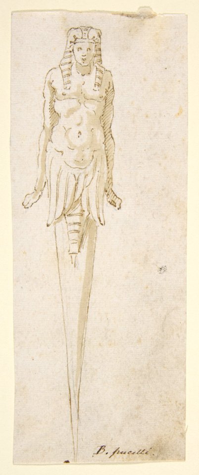 Design for Pointed Utensil with an Egyptian Style Figure on the Handle MET DP811162