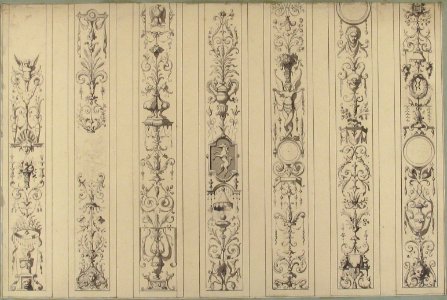 Design for Seven Vertical Panels of Arabesque Decoration, Farnsborough, England MET 67.827.22