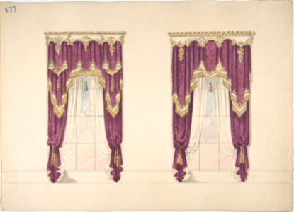 Design for Purple Curtains with Gold Fringes and a Gold and White Pediment MET DP807336