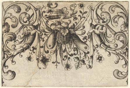 Design for Silverwork with Garlands, Birds, and Grotesque Motifs MET DP837028