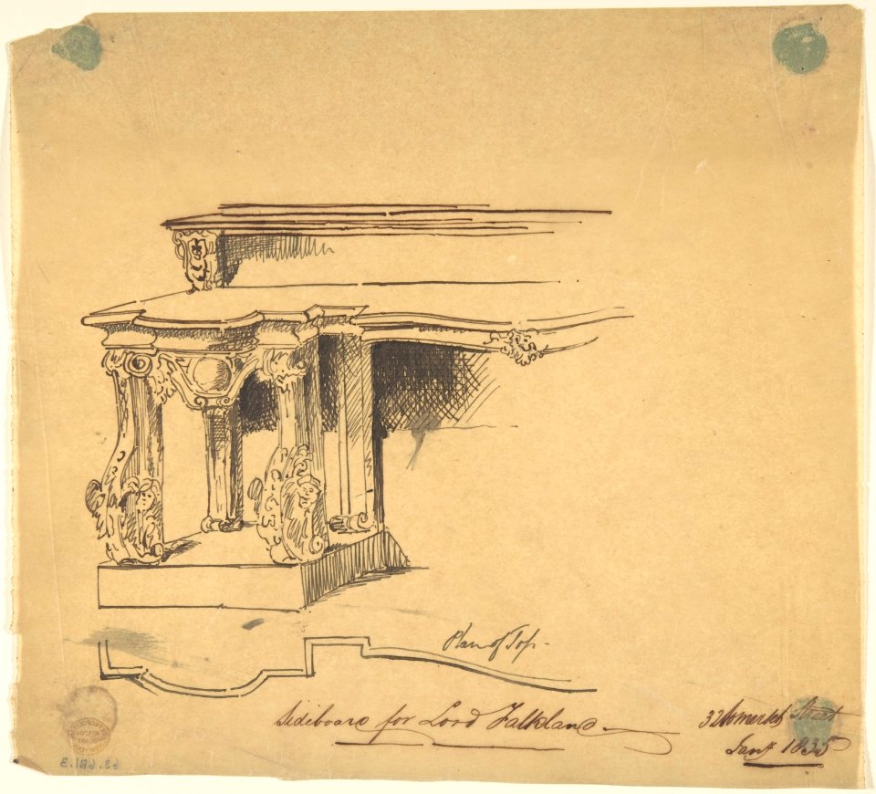 Design for Sideboard for Lord Falklane at Skutterskelfe, Yorkshire MET DP805059
