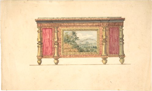Design for Sideboard with Inset Landscape MET DP807139
