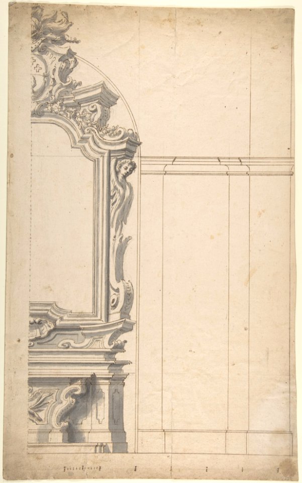 Design for one half of an Altar with a Pilastered Wall at the Right MET DP803623