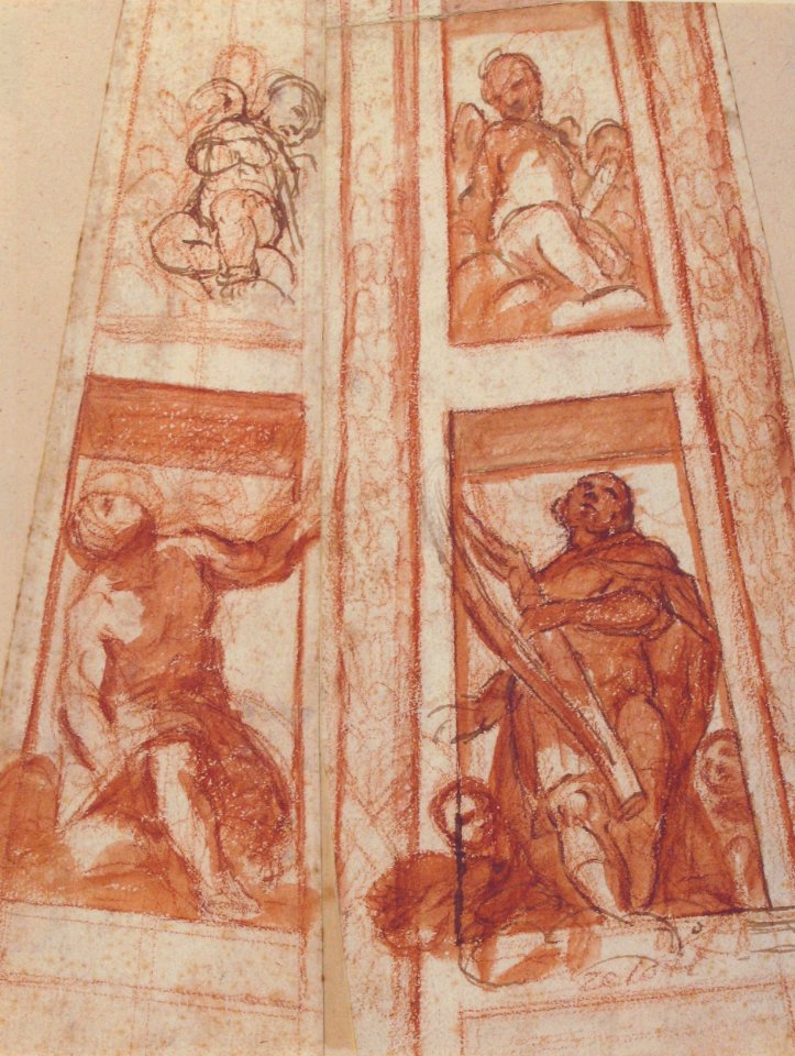 Design for the Decoration of a Cupola with a Prophet, King David and Two Putti MET 2002.74 RECTO