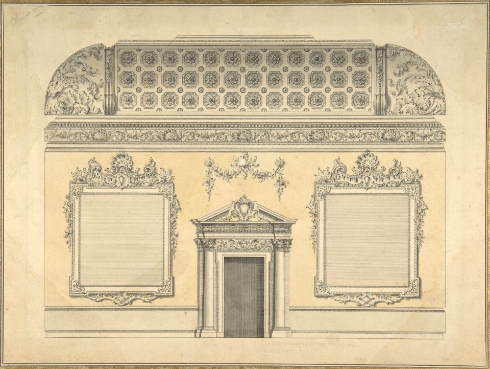 Design for Section of a Rococo Room, with a Coved Ceiling and Ornamented Corinthian Doorway MET DP805930