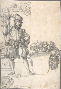 Design for Stained Glass- A Halbardier by an Unfinished Coat of Arms MET DP802901