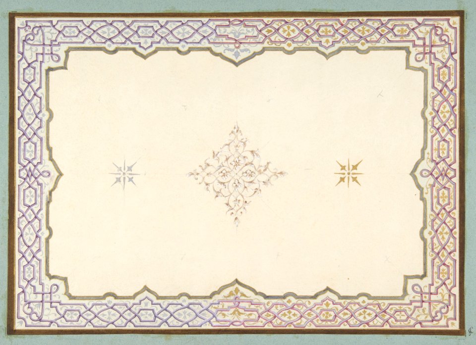 Design for the decoration of a ceiling with a border of strapwork and a central filagree medallion MET DP811292