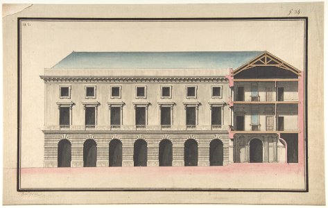 Design for the Collège de France, Paris- Elevation of the Wings of the Court with a Transverse Section through Main Front MET DP809678