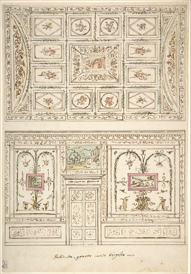 Design for the Decoration of a Wall and Ceiling of a 'Gabinetto' related to Virgil's Fourth Canto MET DP809944