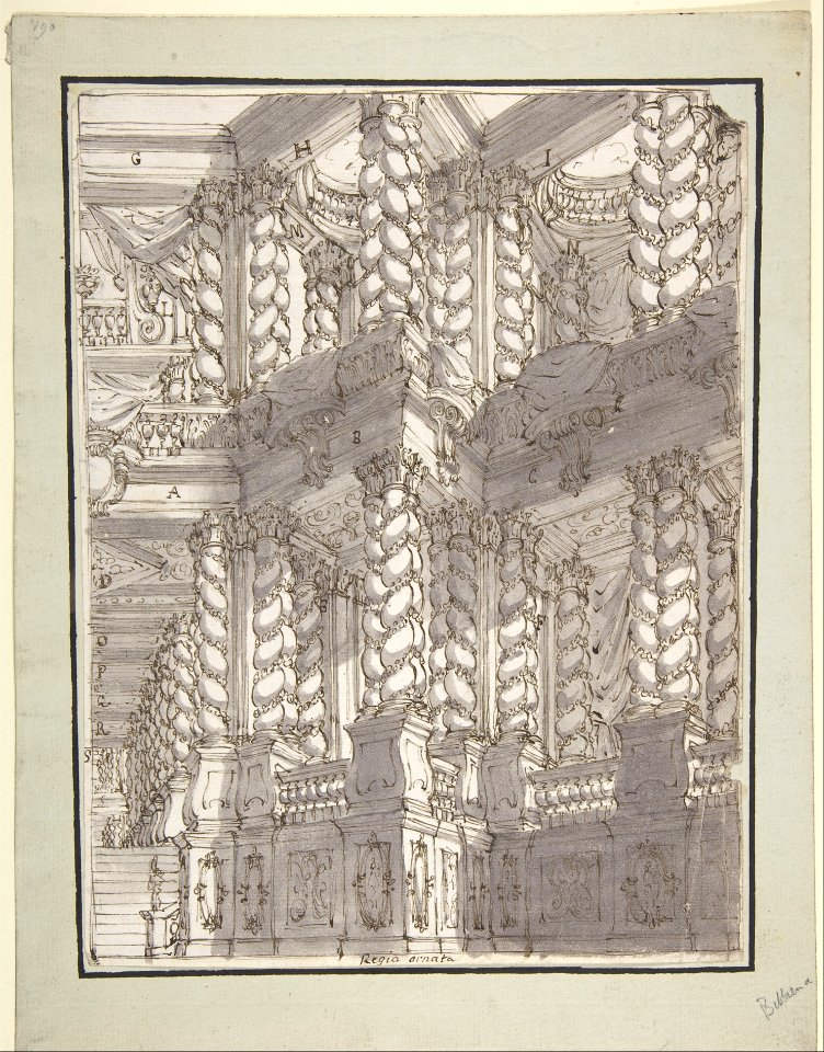Design for Stage Set with Double Storey of Torqued Columns and Balustrades. MET DP807890