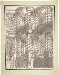 Design for Stage Set with Double Storey of Torqued Columns and Balustrades. MET DP807890